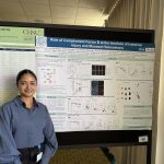 Aayusha Thapa, SRA in the lab, presenting her poster at GLMC symposium